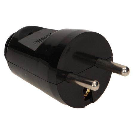 Wtyczka prosta 2P+Z. czarna WT-30/CZARNY