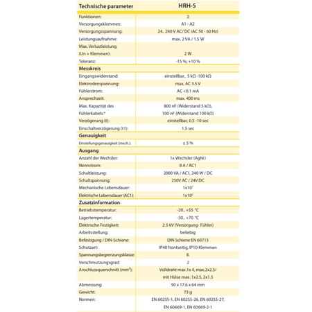 ELKO Automat nadzorczy przekaźnik poziomu cieczy HRH-5/UNI