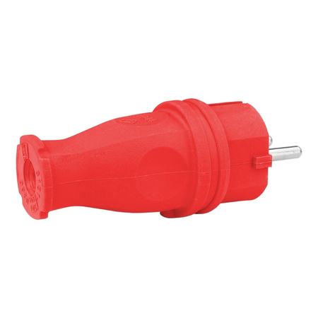Wtyczka gumowa prosta 16A 230V czerowna Schuko 5092