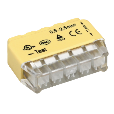 Złączka instalacyjna wciskana 5-przewodowa  na drut 0.75-2.5mm2  IEC 300V/24A  50 szt.