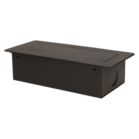 Gniazdo meblowe wpuszczane w blat z płaskim frezowanym rantem. 3x2P+Z. czarne. wersja schuko OR-AE-1336/B(GS)