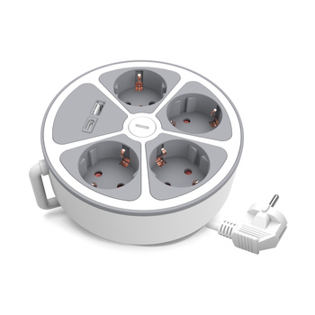 Przedłużacz 4x Schuko 230V 2m z USB-A i USB-C z wyłącznikiem Plastrol W-30015