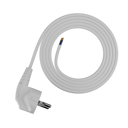 Przewód przyłączeniowy 1m z wtyczką kątową Uni-Schuko 250V 16A 3x1 mm² OMY PP-50 biały W-97163