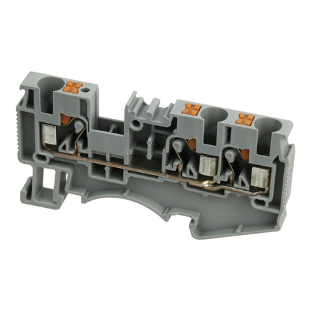 Złączka szynowa 2,5mm2 1P 3-przewodowa zacisk push-in szara UL DS2.5-TW-01P-11-00AH
