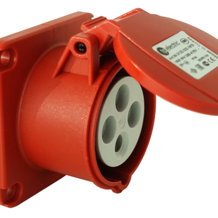 Gniazdo tablicowe proste CEE 400V 16A/4P 75x75 mm 3122-322-1675
