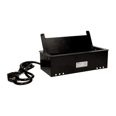 Gniazdo meblowe wpuszczane w blat z płaskim frezowanym rantem. szczotką przeciwkurzową. ładowarką USB i przewodem 1.5m.... OR-AE-13125/B