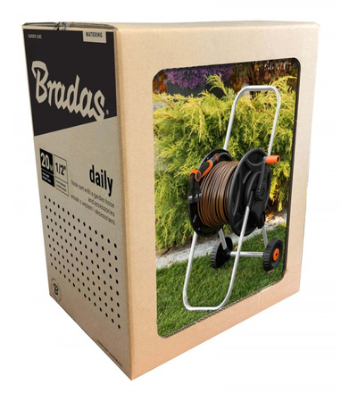 Wózek z wężem 1/2" 20m pistoletem, zraszaczem i armaturą BLACK LINE BRADAS ECO-AG26020SET2