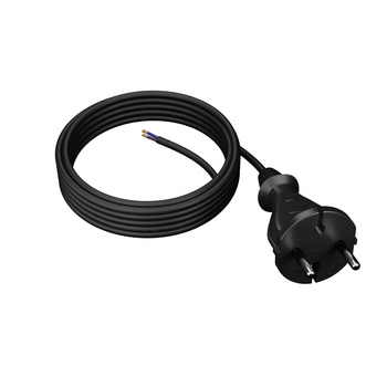 Przewód przyłączeniowy 5m z wtyczką prostą TYP E 230V 16A 2×1 mm² H07RN-F PP-21 czarny W-97259