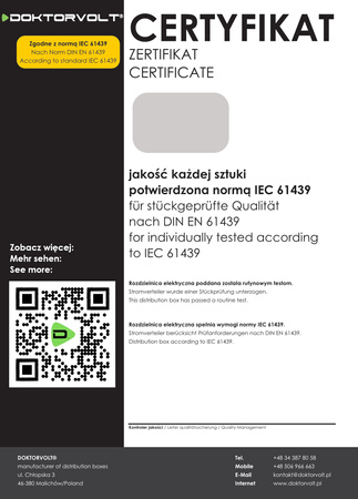 Rozdzielnica modułowa podtynkowa 3x12 zabezpieczona 14xMCB 1xRCCB VDE  okablowana skrzynka elektryczna Hager 630,50x348x98mm zaciski rozgałęźne L1, L2, L3, N, PE Doktorvolt DV-6234-PT