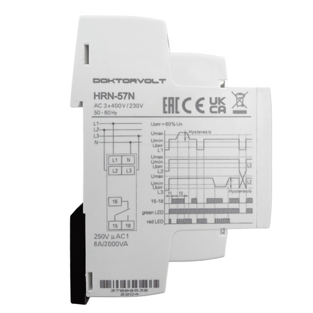 ELKO Przekaźnik nadzorczy napięcia 3-fazowy z ustawialnym poziomem HRN-57N