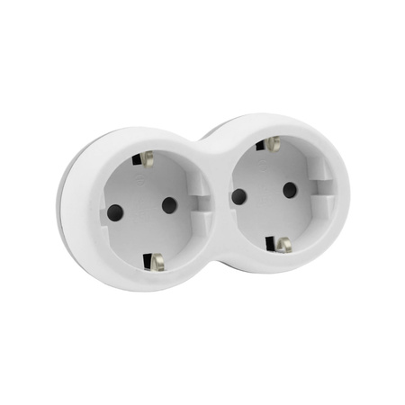 Rozgałęźnik wtyczkowy 2x gniazdo 230V Schuko z uziemieniem szaro-biały W-72004