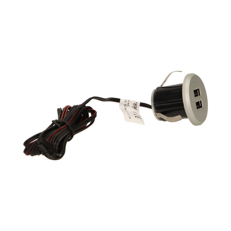 Ładowarka 2xUSB wpuszczana w blat. srebrna OR-AE-1368/G