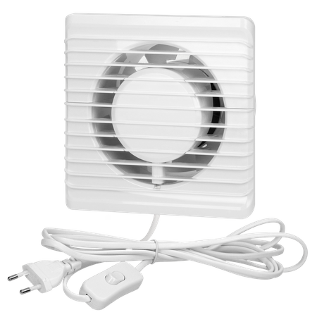 Wentylator łazienkowy 100mm natynkowy - przewód z wyłącznikiem BF-100/PS