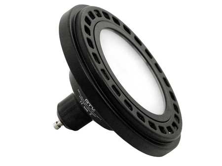 Żarówka LED 12W ES111 GU10 850lm biała ciepła z diodami power z czarnym aluminiowym radiatorem i mleczną szybką GTV LD-ES11101-30