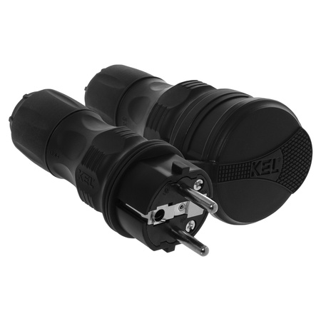 Zestaw przyłączeniowy z wtyczką WT-54 i gniazdem GN-44 250V Schuko czarny W-98861