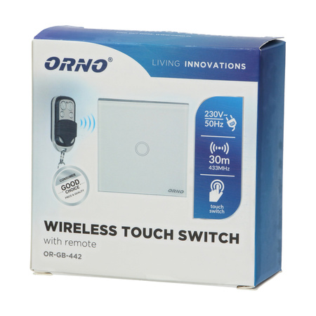 Bezprzewodowy pojedynczy. dotykowy wyłącznik światła. sterowany pilotem OR-GB-442