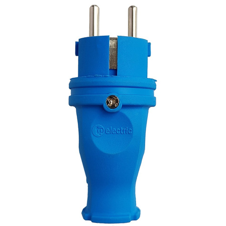 Wtyczka gumowa prosta 16A 230V IP44 Uni-Schuko niebieska 3101-303-0900