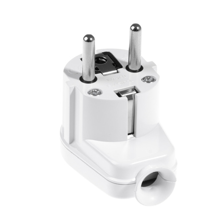 Wtyczka kątowa rozbieralna Uni-Schuko 230V 16A biała W-10105