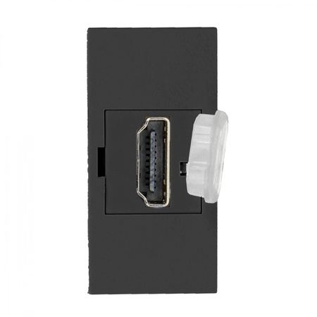 NOEN HDMI. gniazdo modułowe 22.5x45mm HDMI z zaślepką zabezpieczającą. czarne OR-GM-9010/B/HDMI