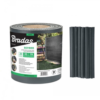 Taśma ogrodzeniowa balkonowa antracyt 19cm x 35m + klipsy BRADAS TOB4501935GYL