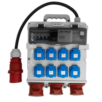 Rozdzielnica budowlana 2x16A 32A CEE 8x230V erbetka z kablem zabezpieczona Doktorvolt TR-S/FI DV-5022-D