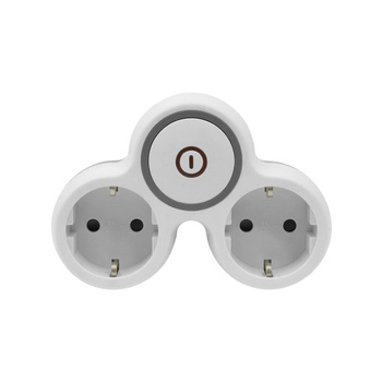 Rozgałęźnik wtyczkowy 2x gniazdo 230V Schuko z wyłącznikiem szaro-biały W-72003