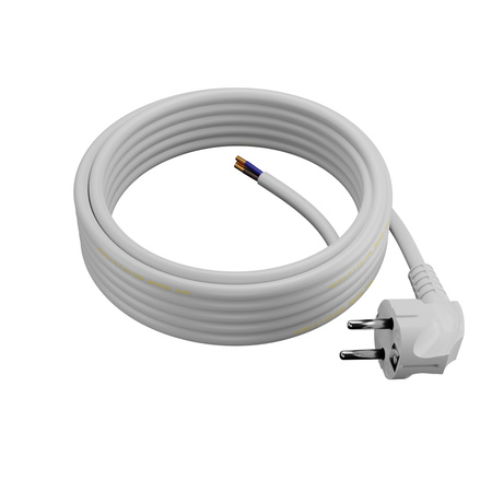 Przewód przyłączeniowy 10m z wtyczką kątową Uni-Schuko 250V 16A 3x1,5 mm² OMY PP-50 biały W-98426