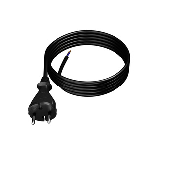 Przewód przyłączeniowy 3m z wtyczką prostą TYP E 230V 16A 2×1,5 mm² H07BQ-F PP-21 czarny W-98579