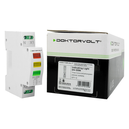 Lampka sygnalizacyjna trójfazowa 230V/400V diody LED 3-f czerwony zielony żółty Doktorvolt DV-5596