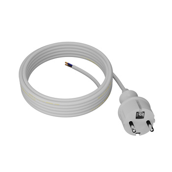 Przewód przyłączeniowy 5m z wtyczką prostą 250V 16A 3x1 mm² IP44 H05VV-F PP-40H biały W-98377