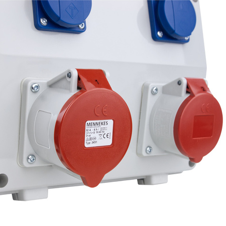 Rozdzielnica budowlana z licznikem 3F Siemens pTD-S 32A 16A 2x230V gniazda Mennekes Schuko Doktorvolt DV-4838-D