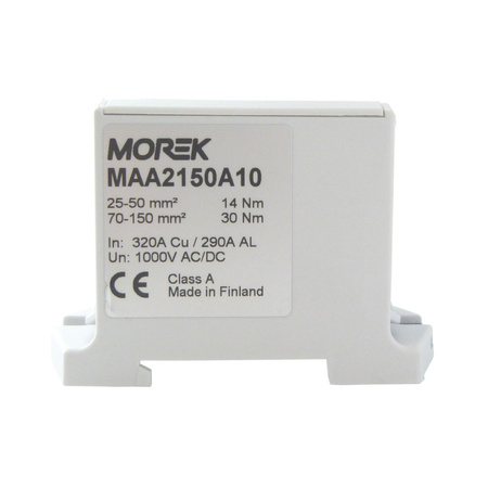 Złączka szynowa 25-150mm2 szara 4otwor AL/CU 1000V TH35 1P Morek MAA2150A10