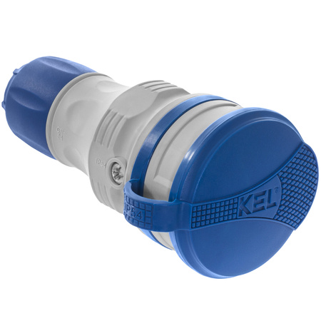 Gniazdo przenośne rozbieralne 230V Schuko IP44 z klapką szaro-niebieskie W-01149