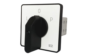 Łącznik krzywkowyL-0-P 63A 500V 3 fazowy przełącznik z dźwignią oraz szyldem SEZ S63 JD 9151 C6