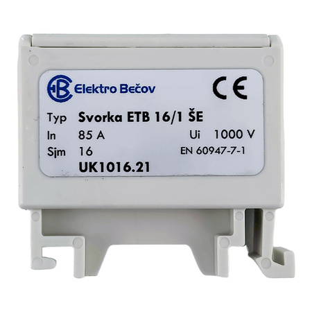 Złączka szynowa uniwersalna ETB 16/1 Al/Cu elektryczna śrubowa 2 otwory do kabli Elektro Becov UK1016.21