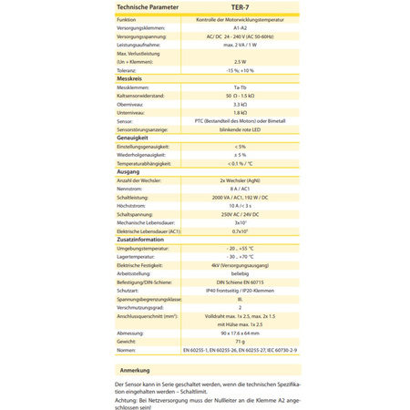 ELKO Termostat nadzoru temperatury uzwojenia silnika TER-7