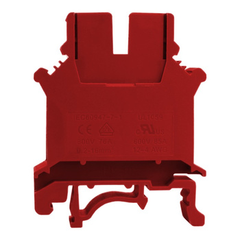 Złączka szynowa przelotowa czerwona śrubowa 16mm2 1P VDE UL PC16-01P-16-00A(H)