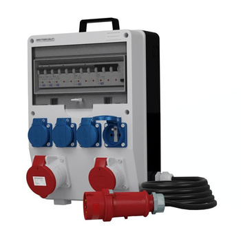 Rozdzielnica budowlana z kablem TD-S/FI SKH 32A 16A 4x230V gniazda Mennekes Doktorvolt DV-6978-F