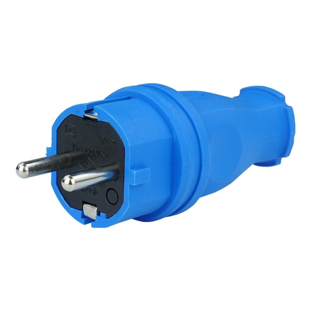 Wtyczka gumowa prosta 16A 230V niebieska Schuko 3101-301-0900