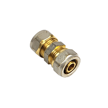 Podwójny łącznik instalacyjny do rur wielowarstwowych 16x16mm zaciskowy FTN-003.16X16.ZŁ-2