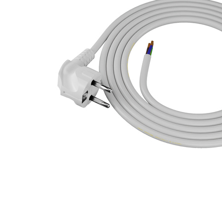 Przewód przyłączeniowy 1m z wtyczką kątową Uni-Schuko 250V 16A 3x1,5 mm² OMY PP-50 biały W-97175