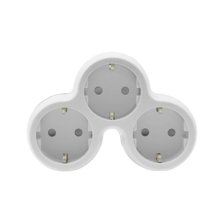 Rozgałęźnik wtyczkowy 3x gniazdo 230V Schuko z uziemieniem szaro-biały W-72005