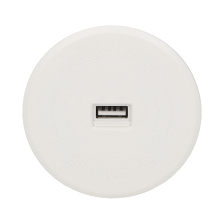 Bezprzewodowa ładowarka indukcyjna z dodatkowym portem USB. biała OR-AE-1367/W