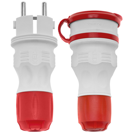 Zestaw przyłączeniowy z wtyczką WT-54 i gniazdem GN-44 250V Schuko szaro-czerwony W-98863