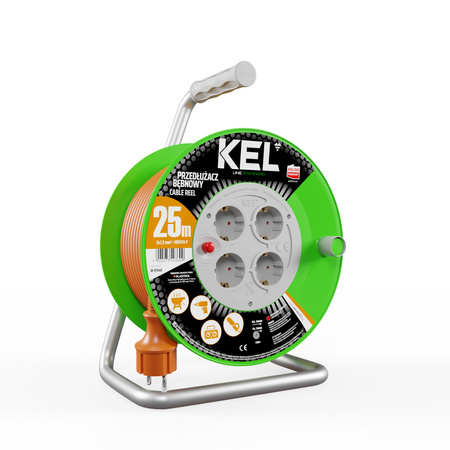 Przedłużacz bębnowy 25m 4 Gniazda 230V Schuko 3680W W-97540