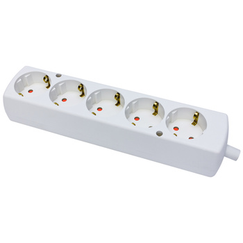 Gniazdo przenośne pięciokrotne 5x 250V Uni-Schuko białe T-97599