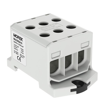 Złączka szynowa 1,5-50mm2 szara 6otwor AL/CU 1000V TH35 1P Morek MAA3050A10