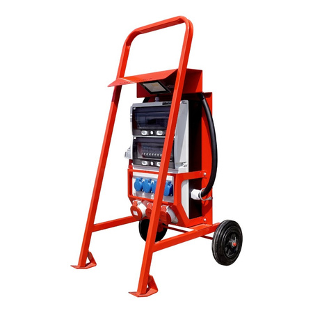 Rozdzielnica budowlana na stojaku z licznikiem zużycia energii eXT S/FI SET przenośna z gniazdami 2x16A 32A CEE MENNEKES 4x230V Schuko rozdzielnia elektryczna na budowę skrzynka elektryczna z zabezpieczeniem Doktorvolt DV-6177-D