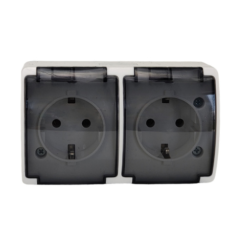 Gniazdo podwójne SCHUKO natynkowe ViPlast Koala IP44 białe 182‑51 VG-2 182-51
