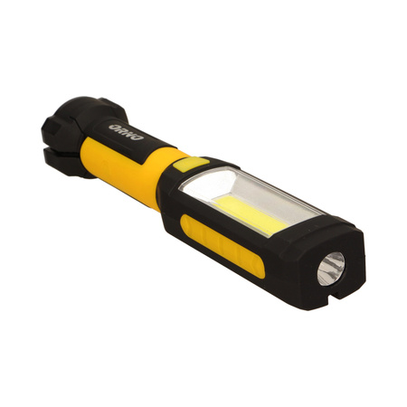 Latarka warsztatowa LED COB 3W/200lm+ LED 3W/120lm LED. 3 x AAA. magnes. haczyk. klamra. podwójne światło OR-LT-1525